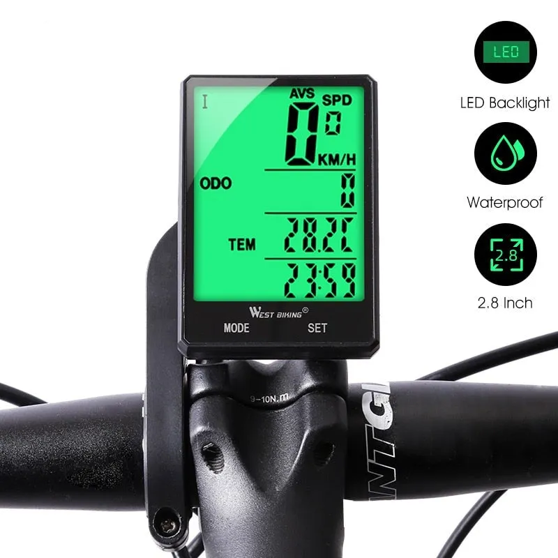 2.8" Large Screen Bicycle Computer Wireless Wired Bike Computer Waterproof Speedometer Odometer Cycling Stopwatch