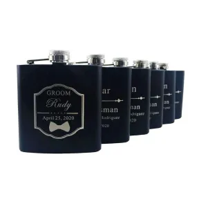 6oz black stainless steel hip flask