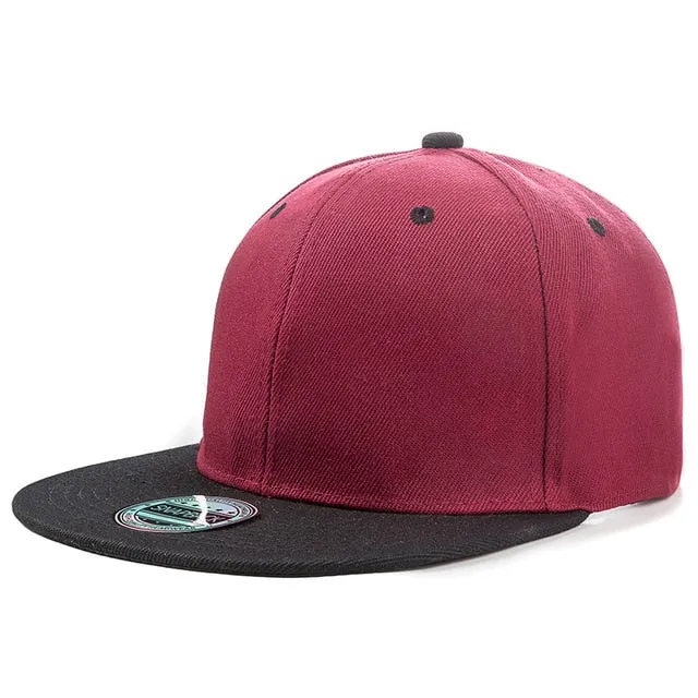 Acrylic Plain Snapback Hip Hop Baseball Flat Cap