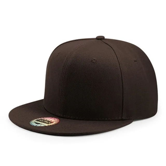 Acrylic Plain Snapback Hip Hop Baseball Flat Cap