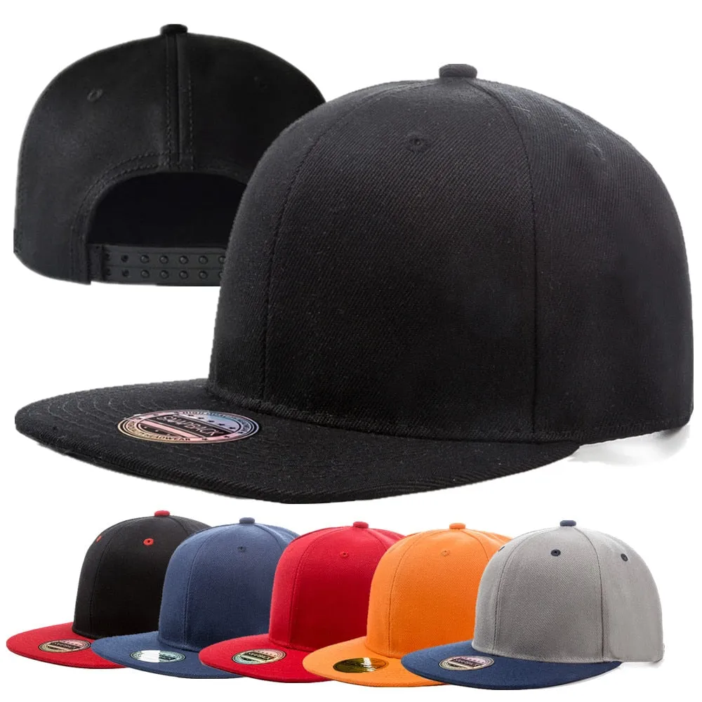 Acrylic Plain Snapback Hip Hop Baseball Flat Cap