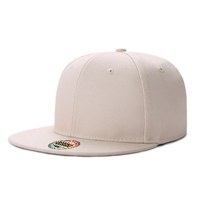 Acrylic Plain Snapback Hip Hop Baseball Flat Cap