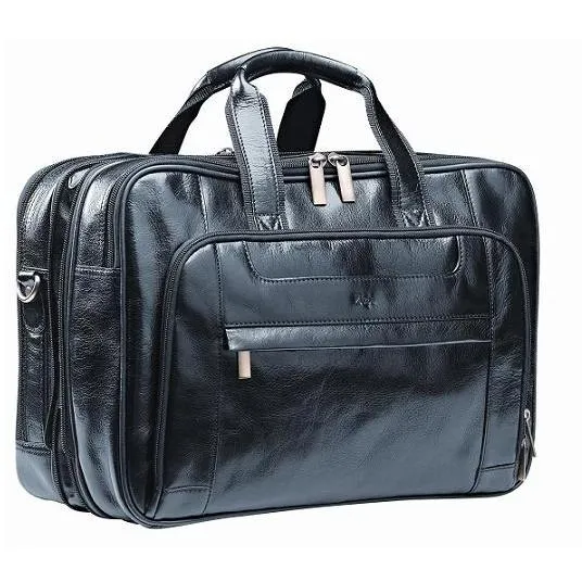 Adpel Italian Leather Nevada Executive Computer Bag 15.4"  | Black