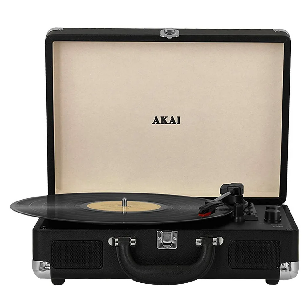 Akai Rechargeable Bluetooth Vinyl Turntable with Briefcase - Black | A60011N