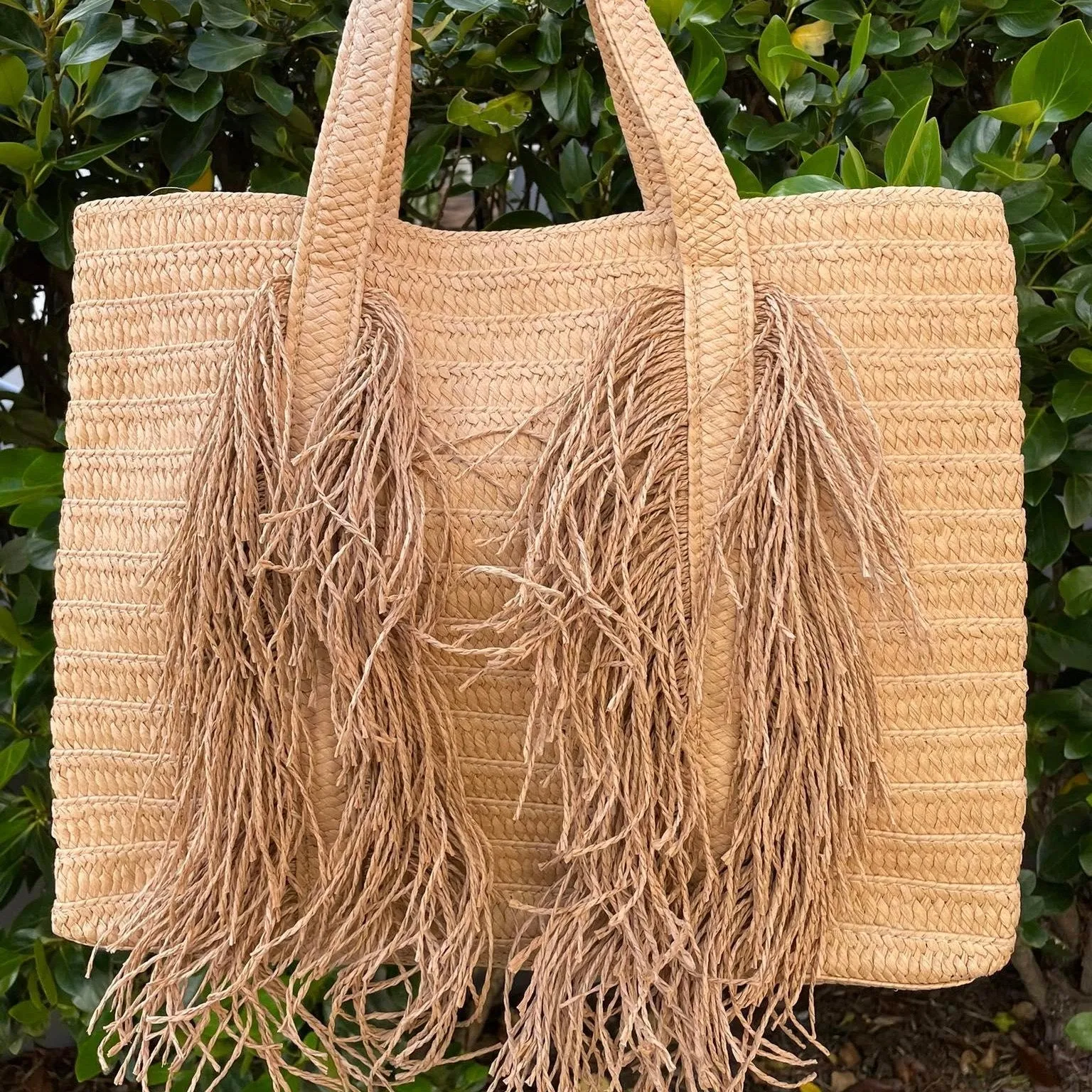 Bag028 Tassel Jute Rata Tote Bag Natural