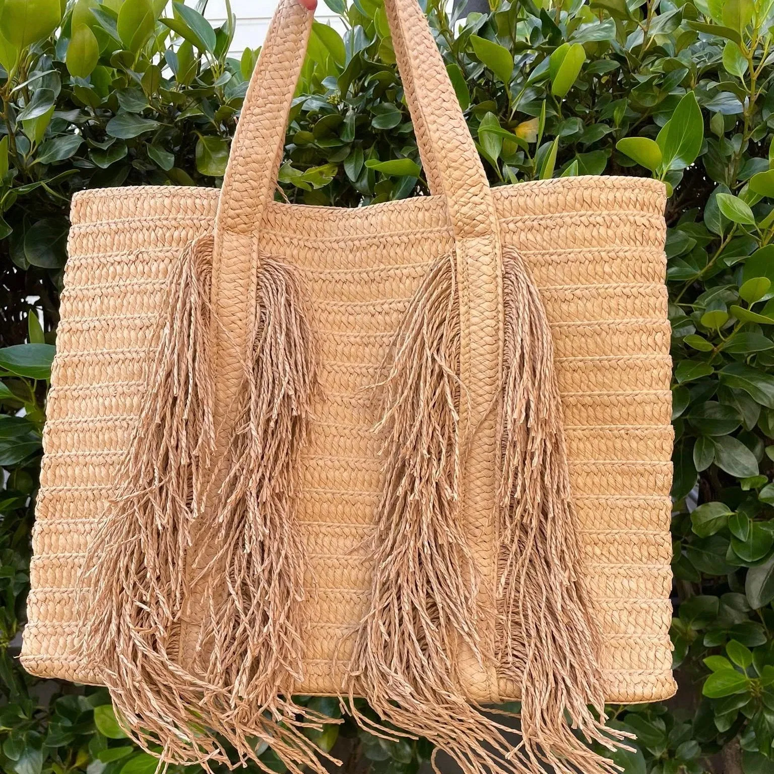 Bag028 Tassel Jute Rata Tote Bag Natural