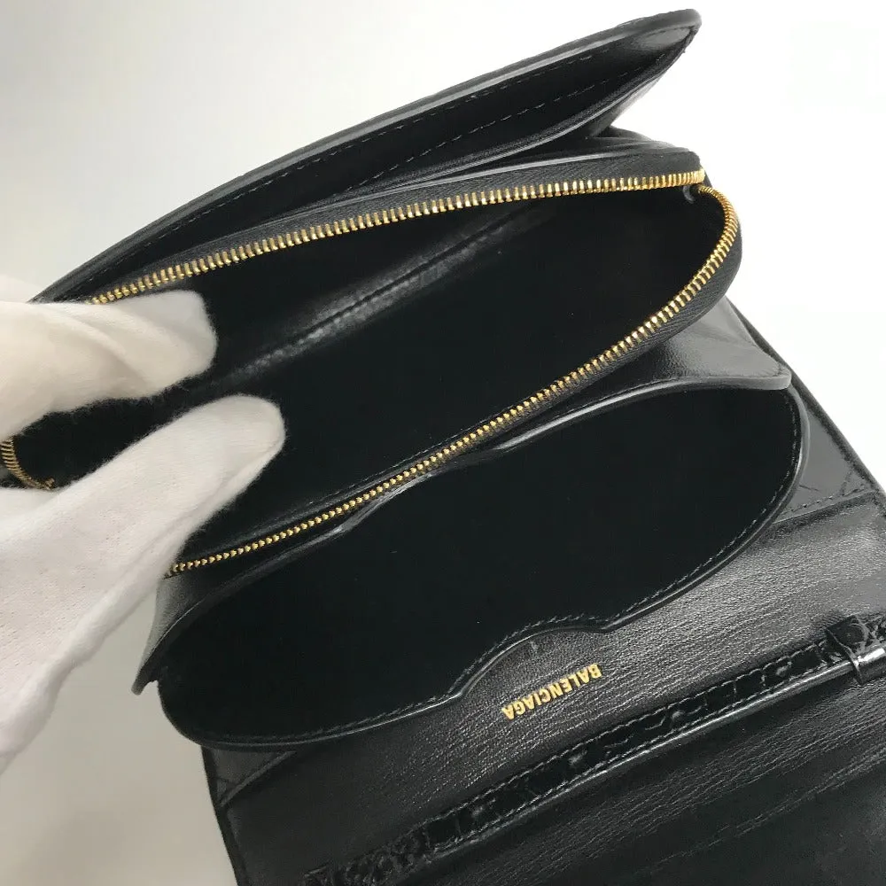 BALENCIAGA Shoulder Bag 592898 Embossed leather black 2WAY clutch bag pouch B logo quilting Women Used Authentic