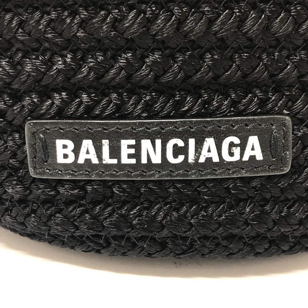 BALENCIAGA Shoulder Bag 695612 Nylon, Lambskin black Shoulder Crossbody Ibiza small basket bag Women Used Authentic