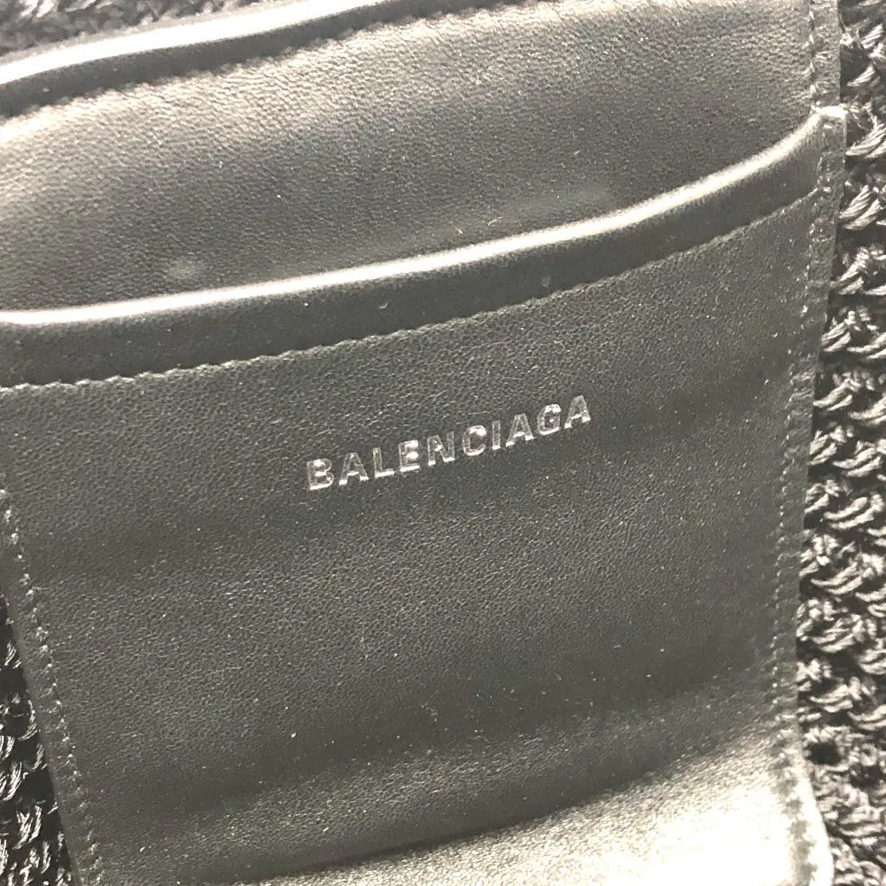 BALENCIAGA Shoulder Bag 695612 Nylon, Lambskin black Shoulder Crossbody Ibiza small basket bag Women Used Authentic