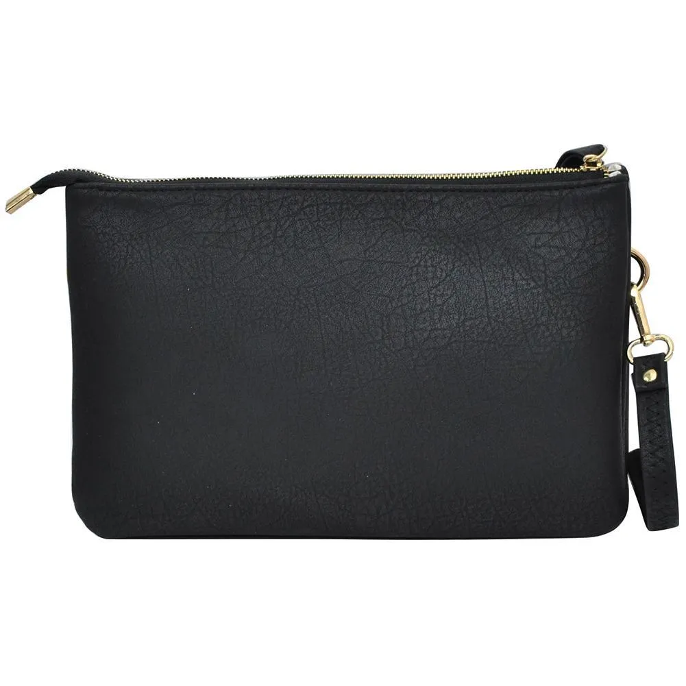 Black NGIL Faux Leather Push Lock Clutch/Crossbody Bag