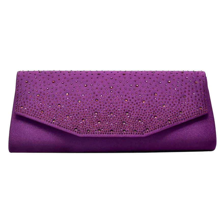 Bling Solid Rectangle Evening Clutch Crossbody Bag