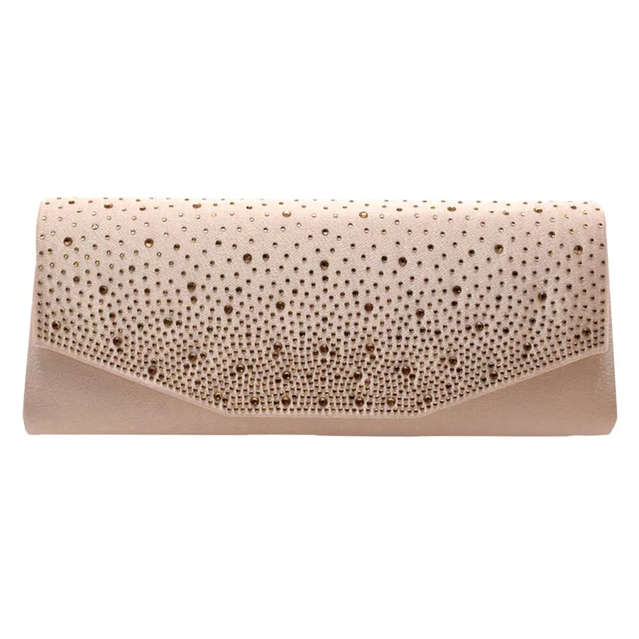 Bling Solid Rectangle Evening Clutch Crossbody Bag