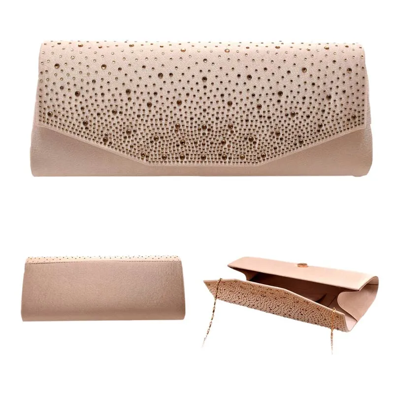 Bling Solid Rectangle Evening Clutch Crossbody Bag