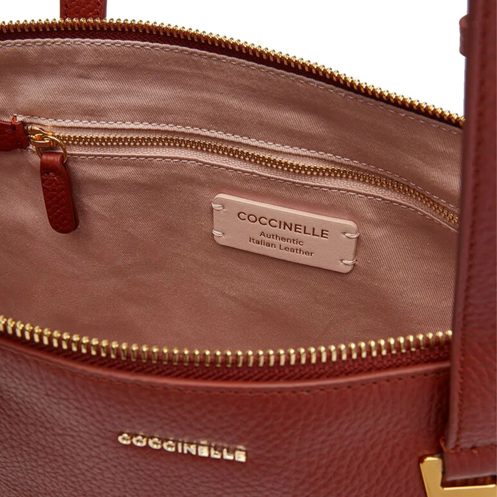 Borsa Shopping COCCINELLE Linea Lea in Pelle Acero Misura Media