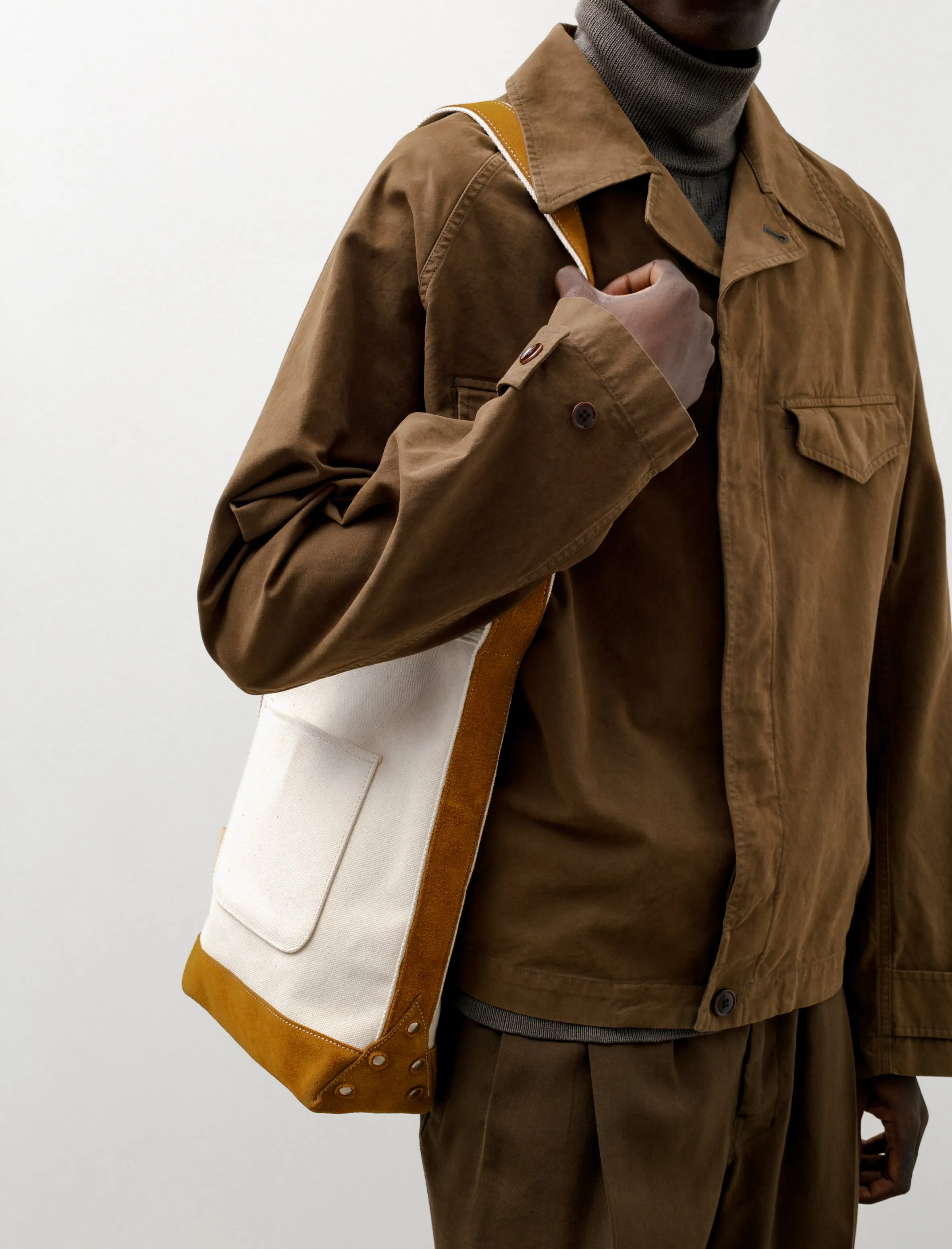 Premium Camel Suede Campus Shoulder Bag