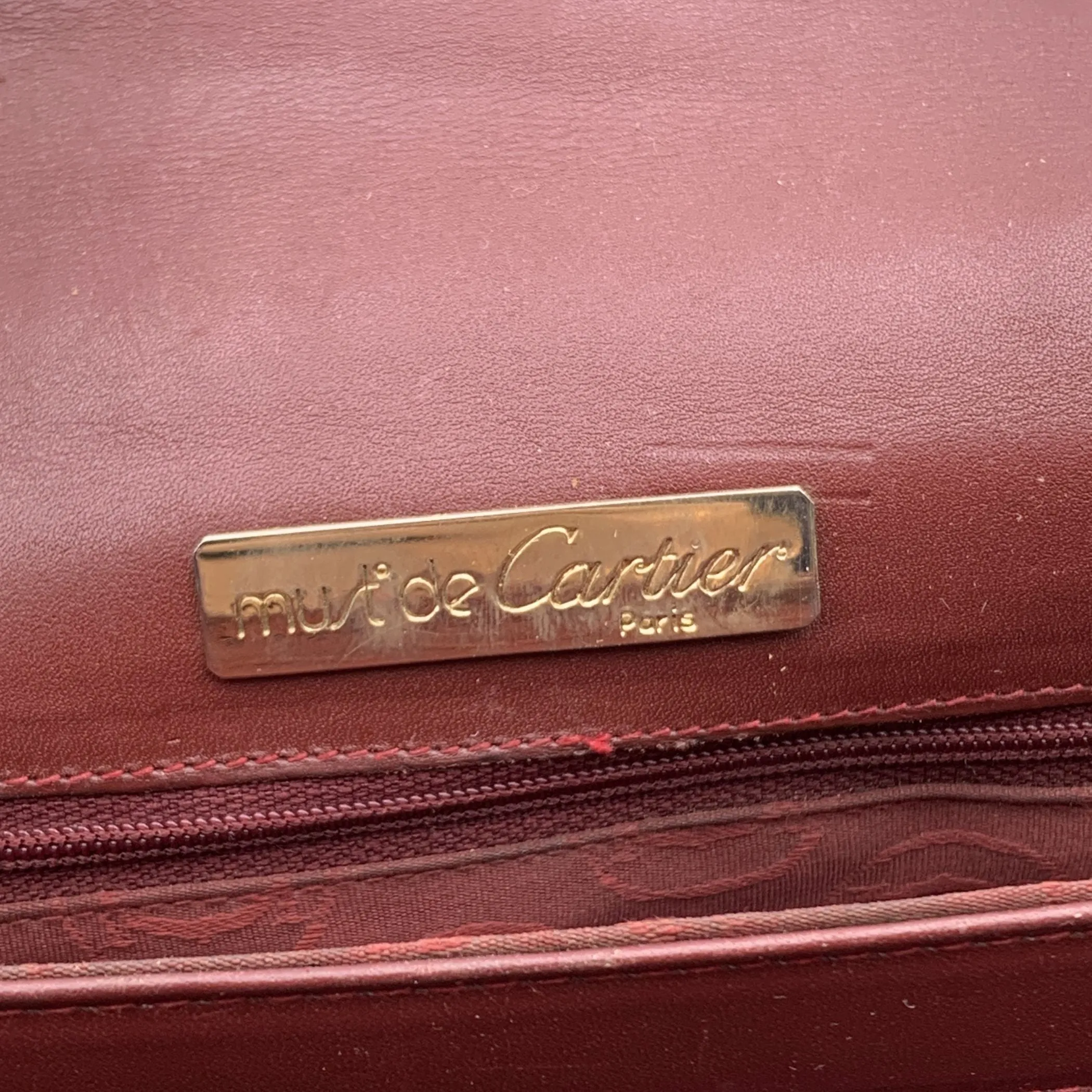 Cartier Vintage Burgundy Leather Flap Crossbody Shoulder Bag