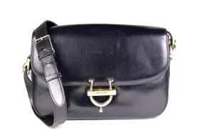 CELINE buckle black leather shoulder bag