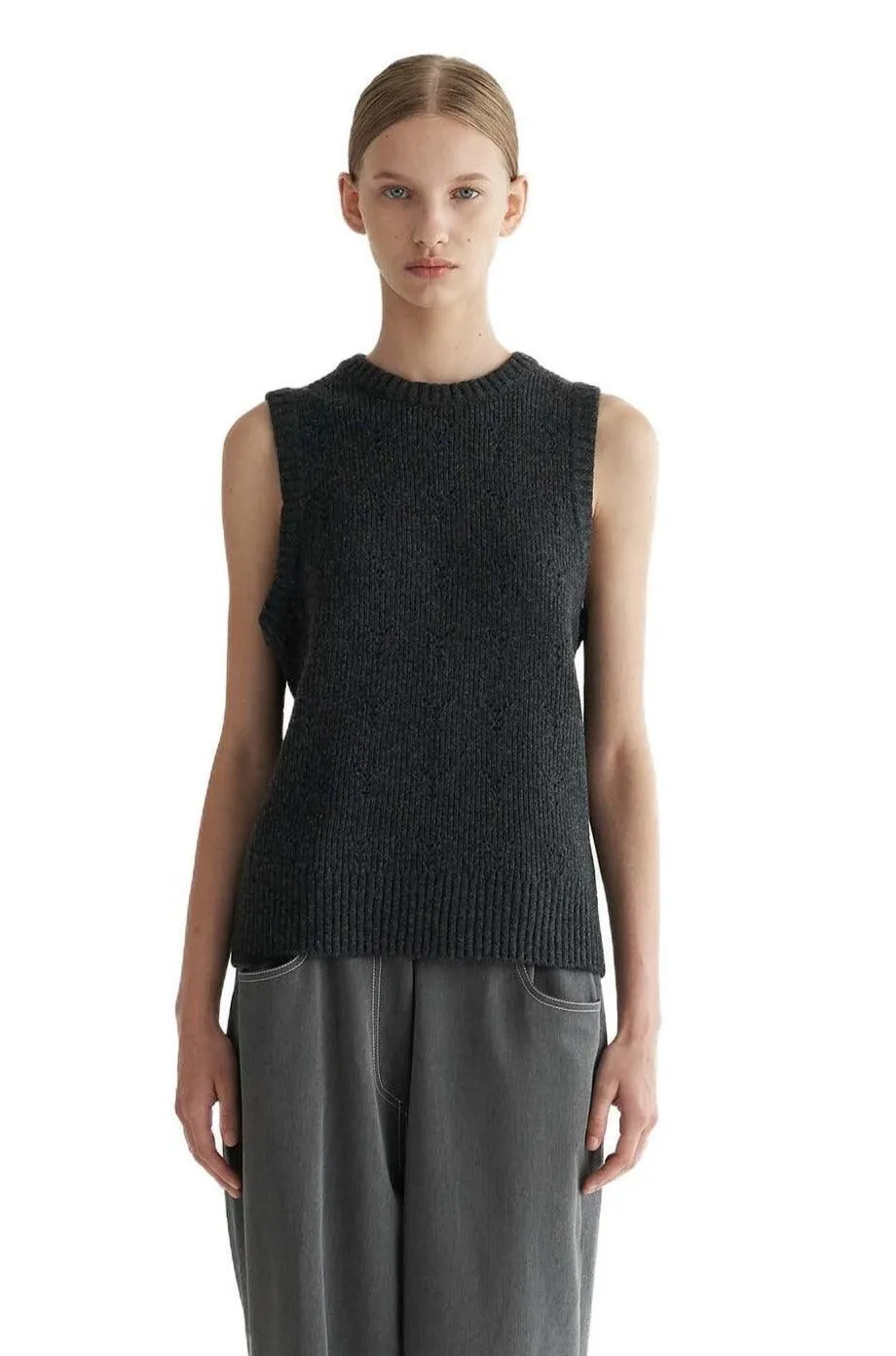 Charcoal Y-Knit Vest