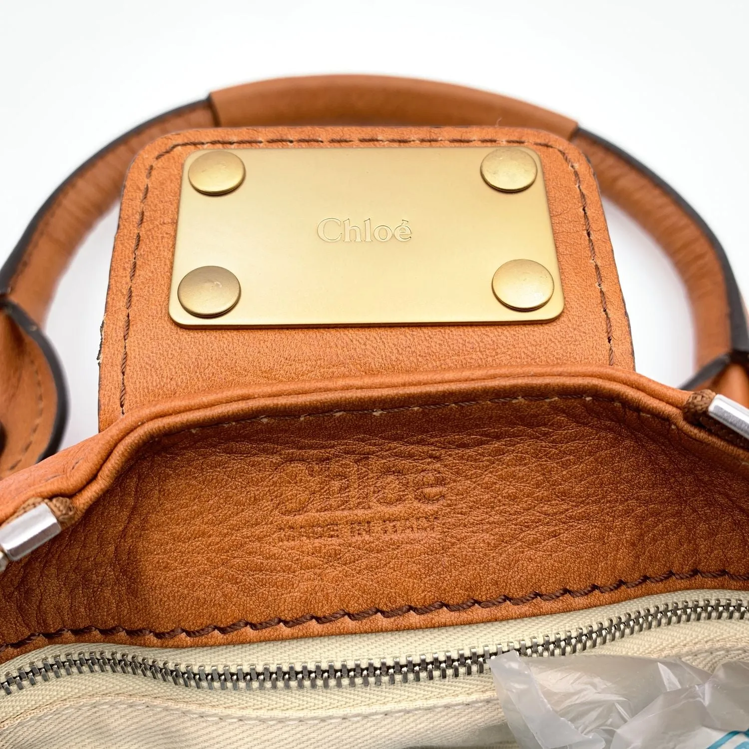 Chloe Orange Tan Leather Paddington Bag Medium Tote Satchel