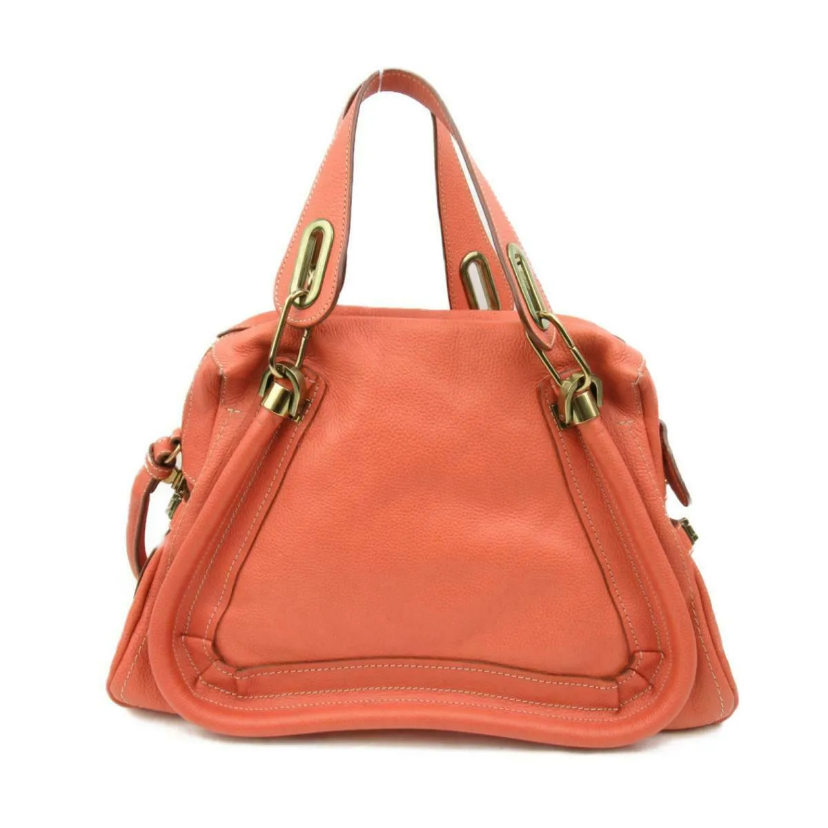 Chloe Paraty 2way shoulder hand bag leather Orange