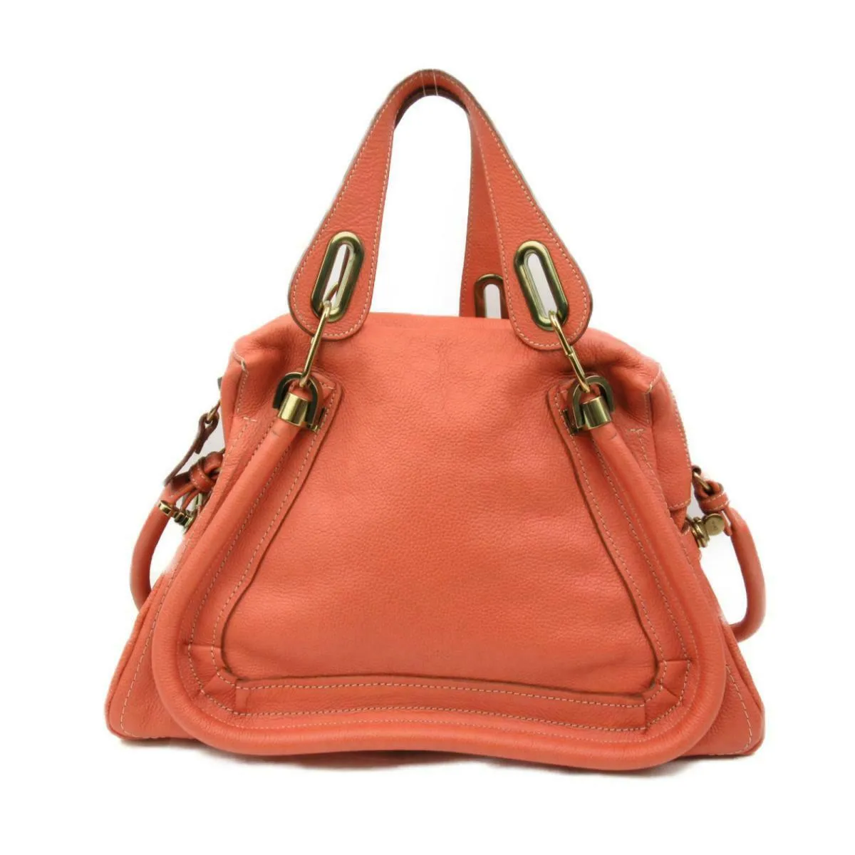 Chloe Paraty 2way shoulder hand bag leather Orange