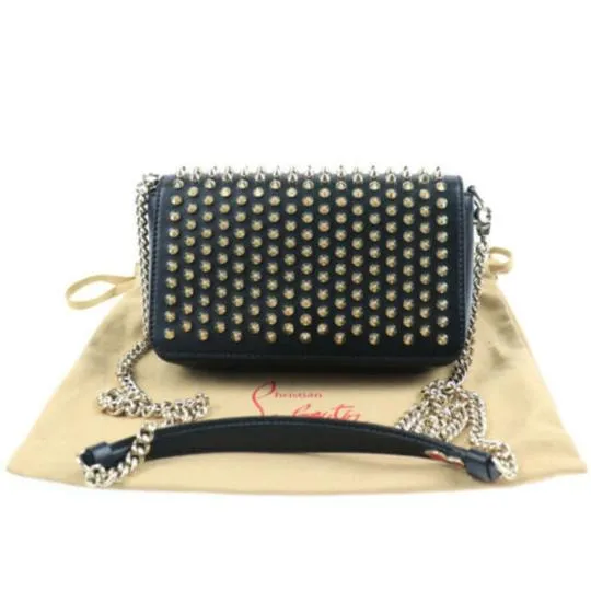 Christian Louboutin Zoompouch Studded Cross Body Black Leather Shoulder Bag