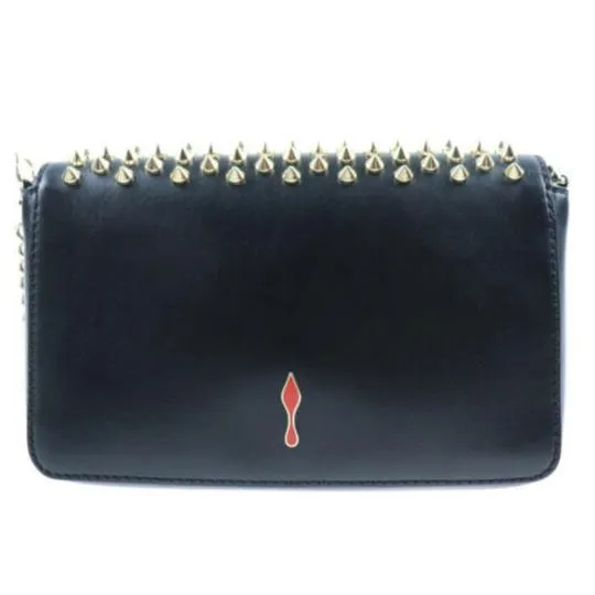 Christian Louboutin Zoompouch Studded Cross Body Black Leather Shoulder Bag