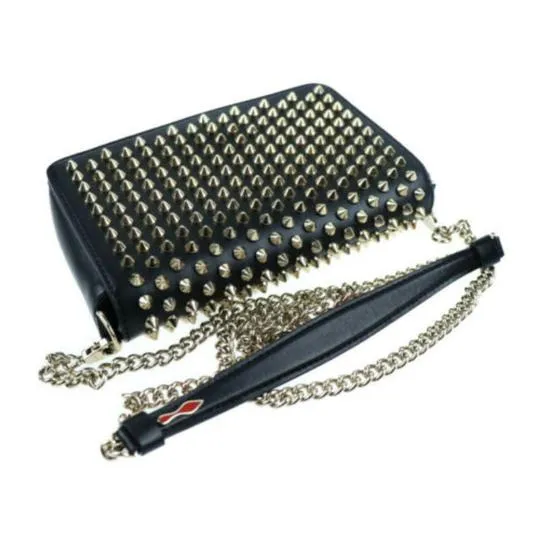 Christian Louboutin Zoompouch Studded Cross Body Black Leather Shoulder Bag