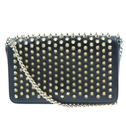 Christian Louboutin Zoompouch Studded Cross Body Black Leather Shoulder Bag