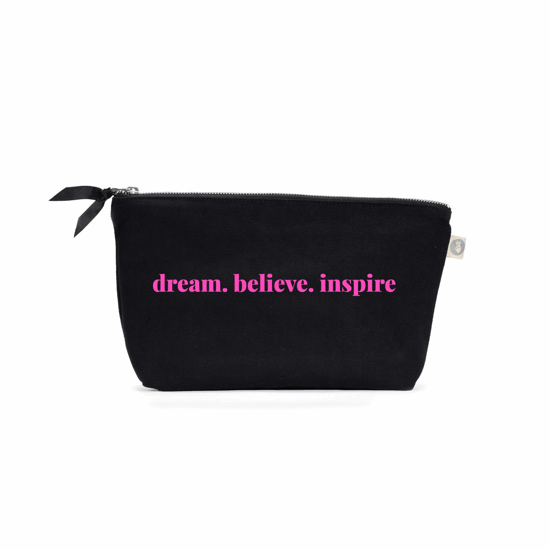 Clutch Bag: Black with Neon Pink dream.believe.inspire