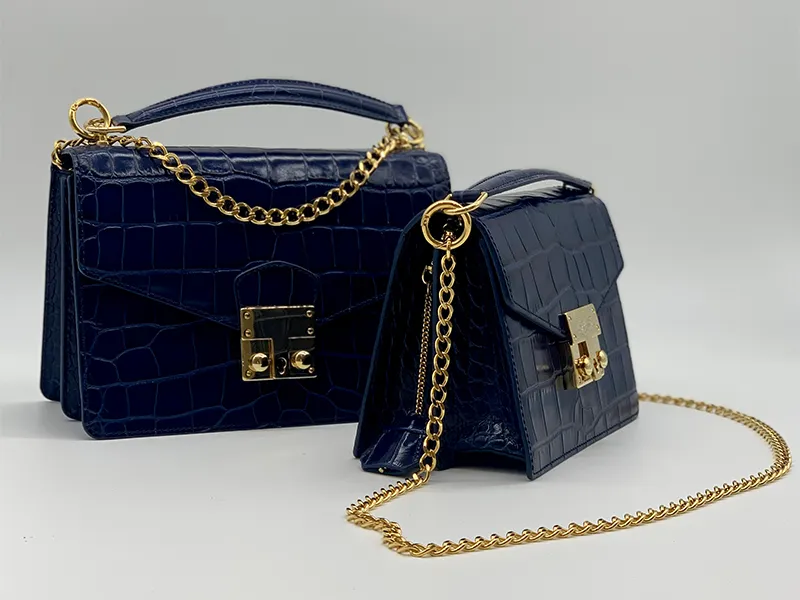 Coppelia Small 'Croc' Print Shoulder Bag - Navy