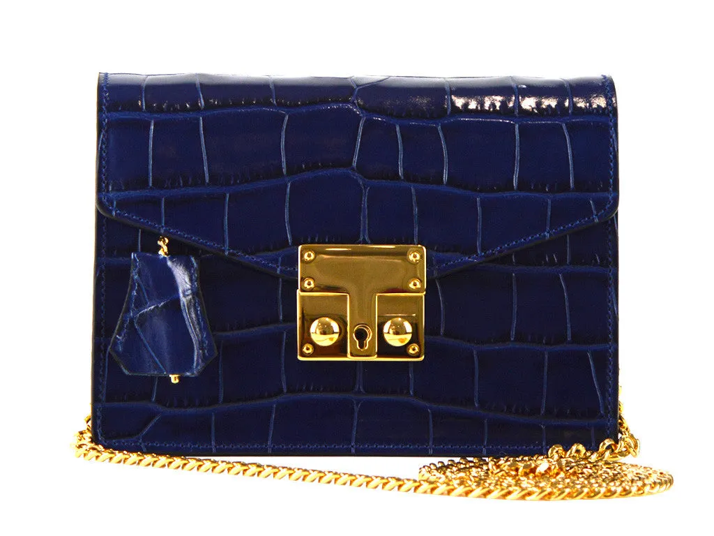 Coppelia Small 'Croc' Print Shoulder Bag - Navy