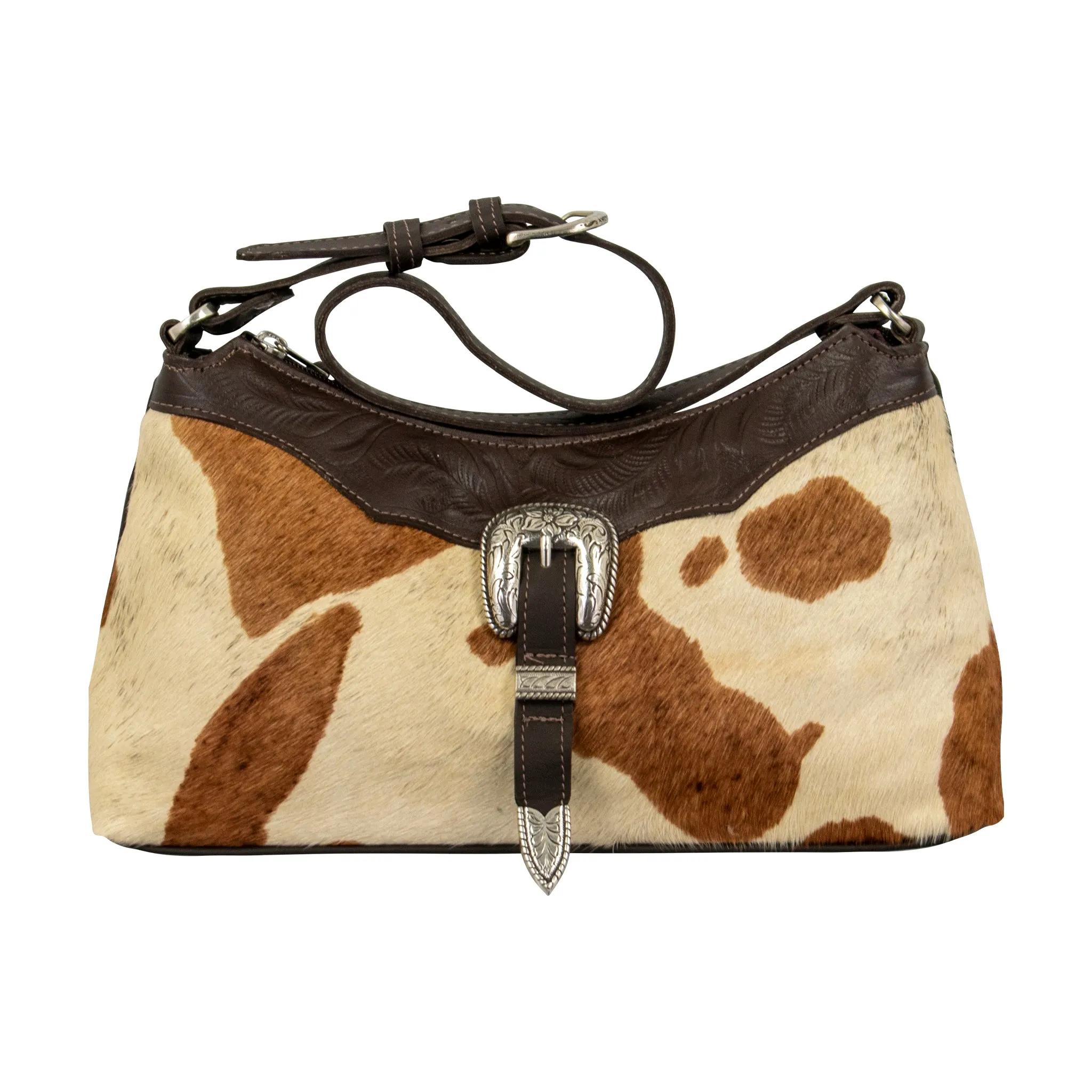 Cowtown Zip-Top Shoulder Bag w/ Hair-On Hide