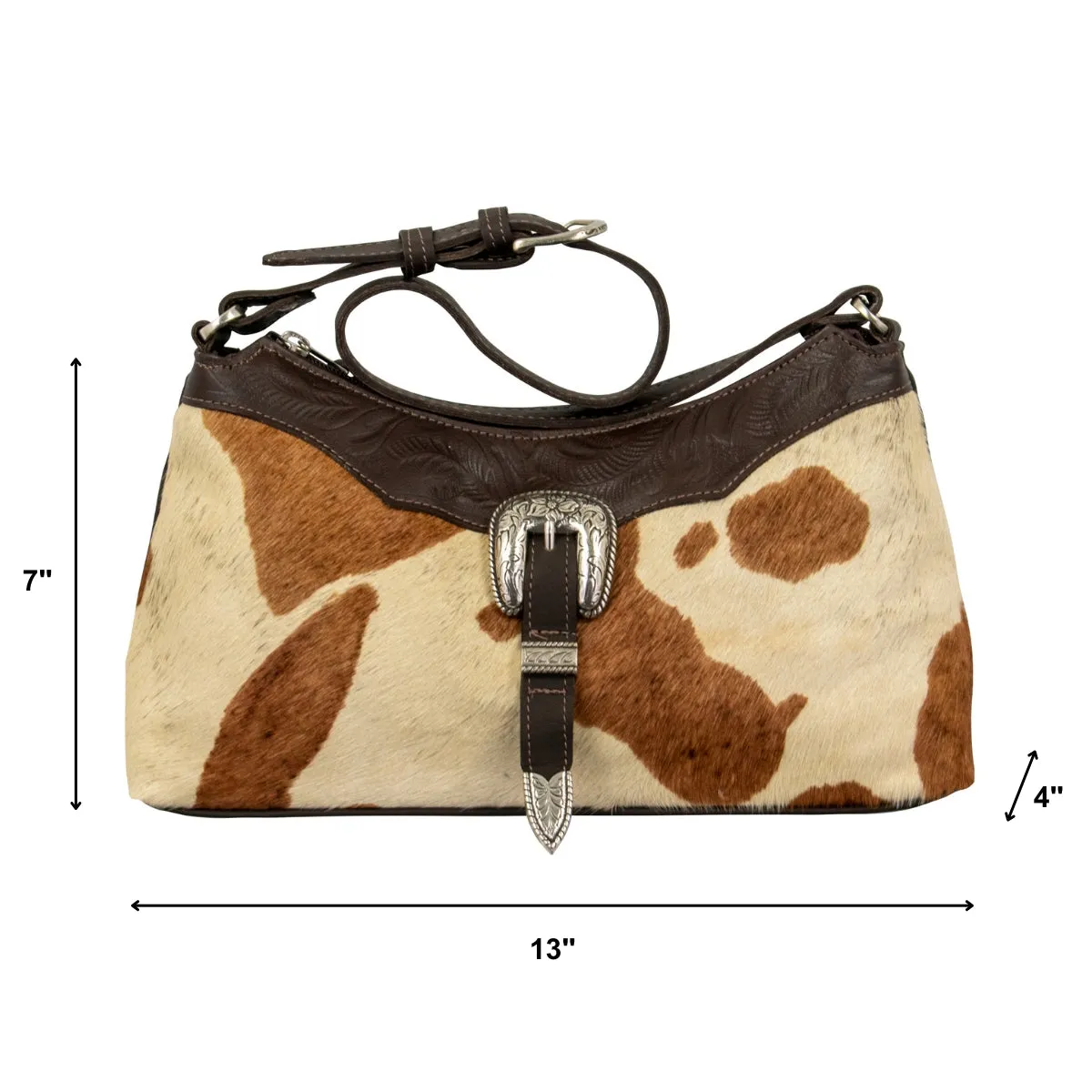 Cowtown Zip-Top Shoulder Bag w/ Hair-On Hide