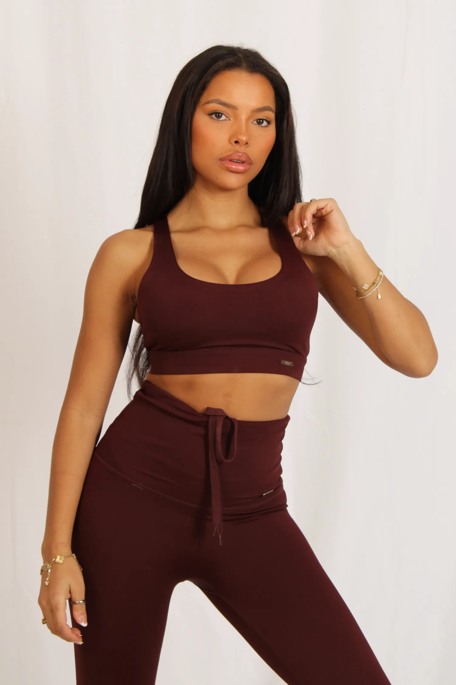 Cross Back Sports Bra Burgundy