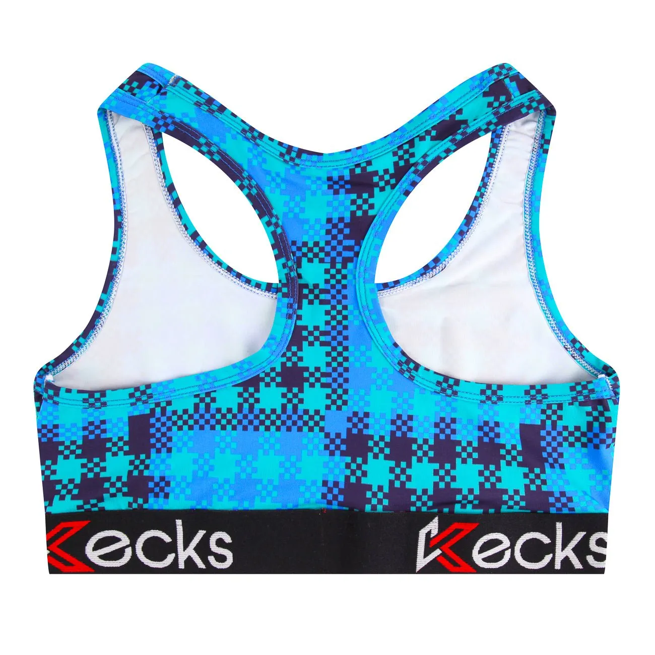 Cyan Plaid Sports Bralette