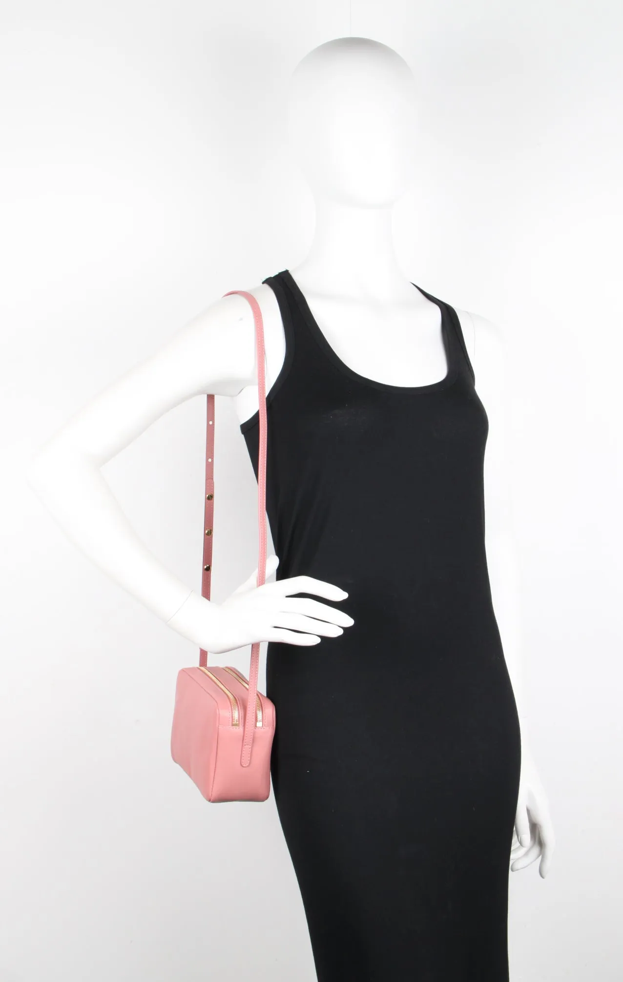 Double Zip Crossbody Lamb, Blush