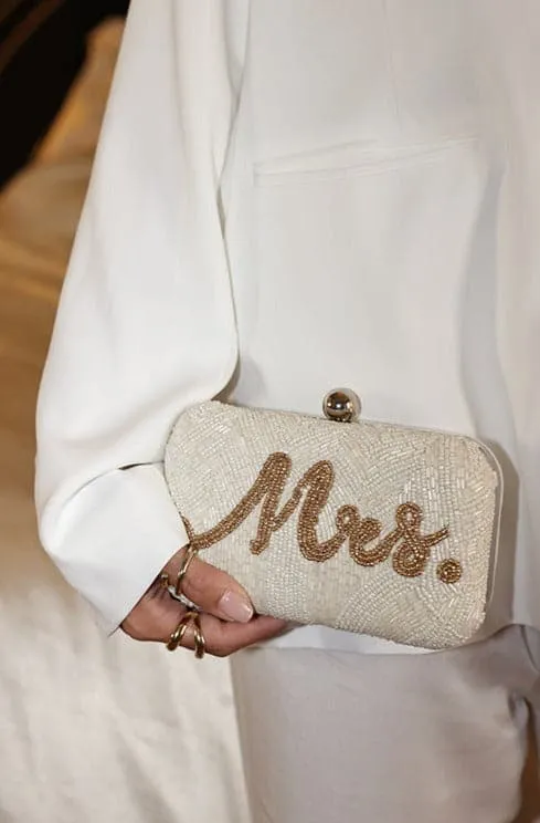 Eloise Beaded "Mrs." Clutch