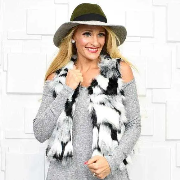 Faux Fur Vest Black & White