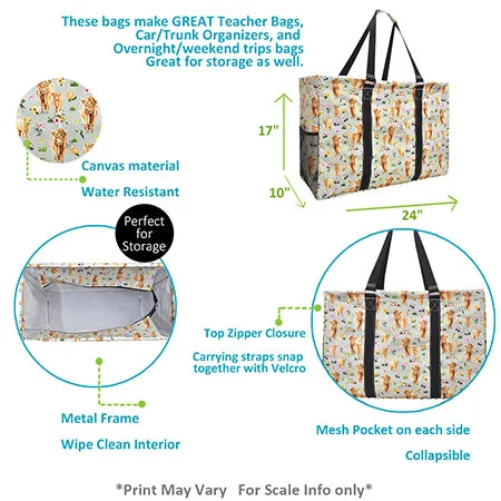 Floral Cow NGIL Mega Shopping Utility Tote Bag