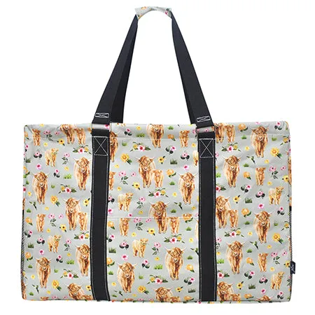 Floral Cow NGIL Mega Shopping Utility Tote Bag