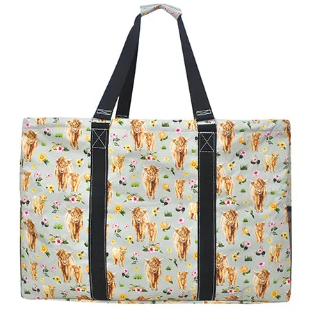 Floral Cow NGIL Mega Shopping Utility Tote Bag