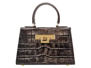 Fonteyn Mignon Orinoco 'Croc' Print Calf Leather Handbag - Aviator