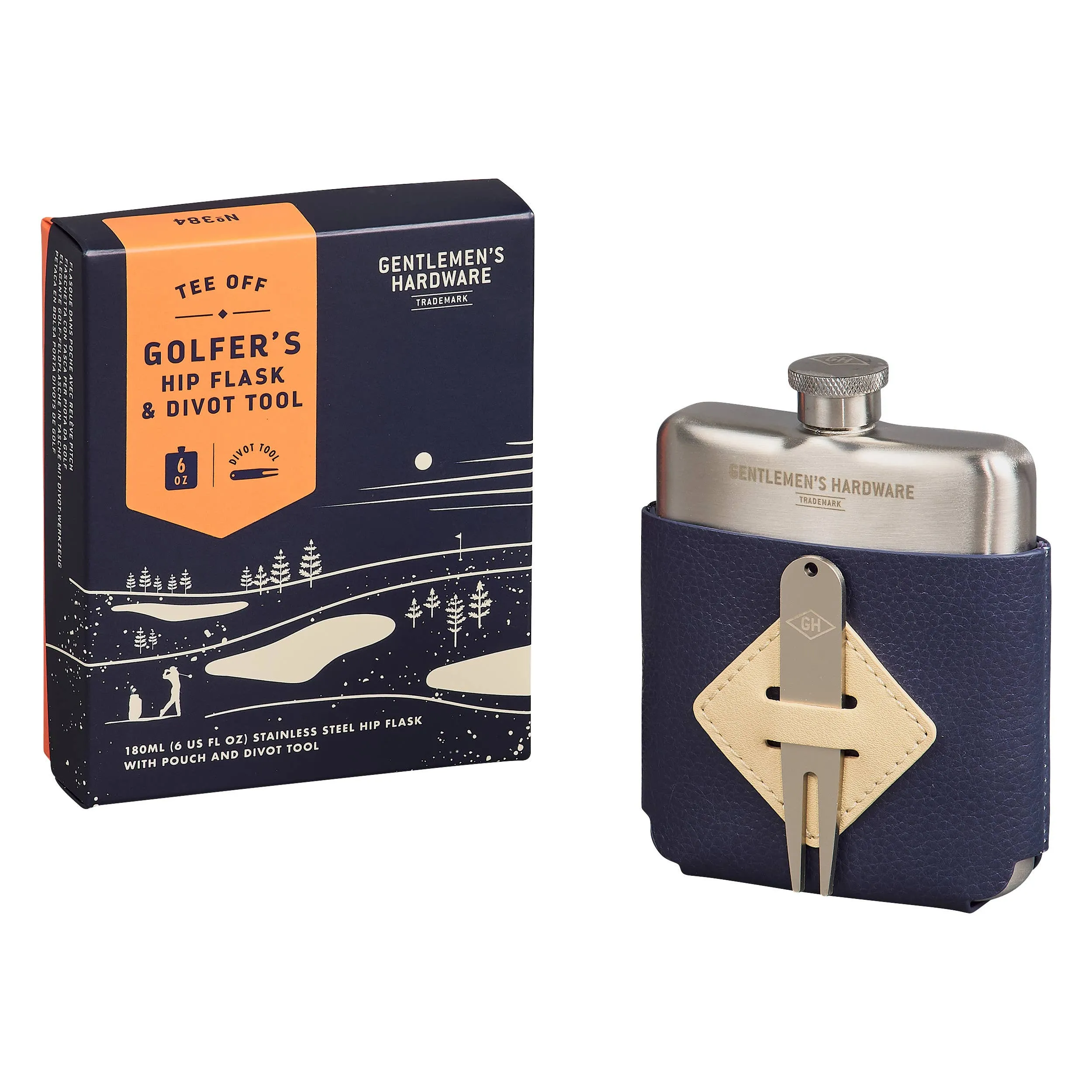 Golfer's Hip Flask & Divot Tool Set