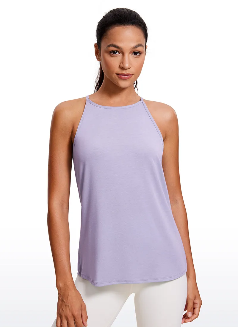 Halter Hip-Length High Neck Tank