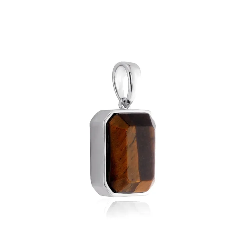 Hip-hop square natural tiger stone pendant