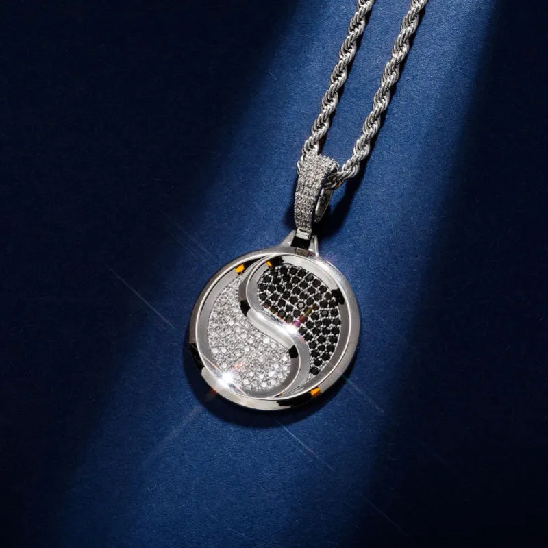 Hip Hop Zircon Tai Chi Gossip Pendant