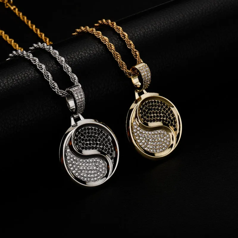 Hip Hop Zircon Tai Chi Gossip Pendant