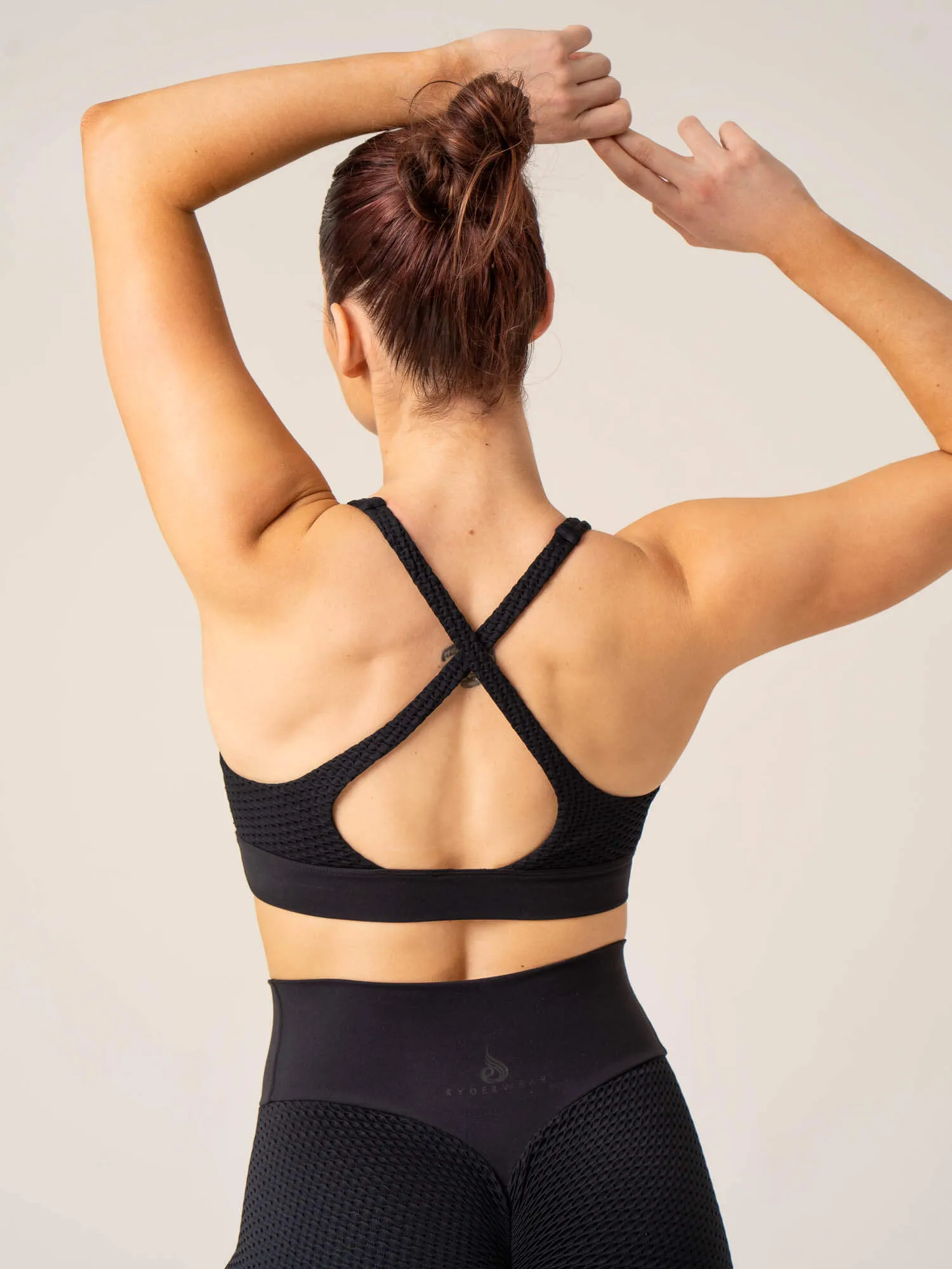 Honeycomb Seamless Sports Bra - Black