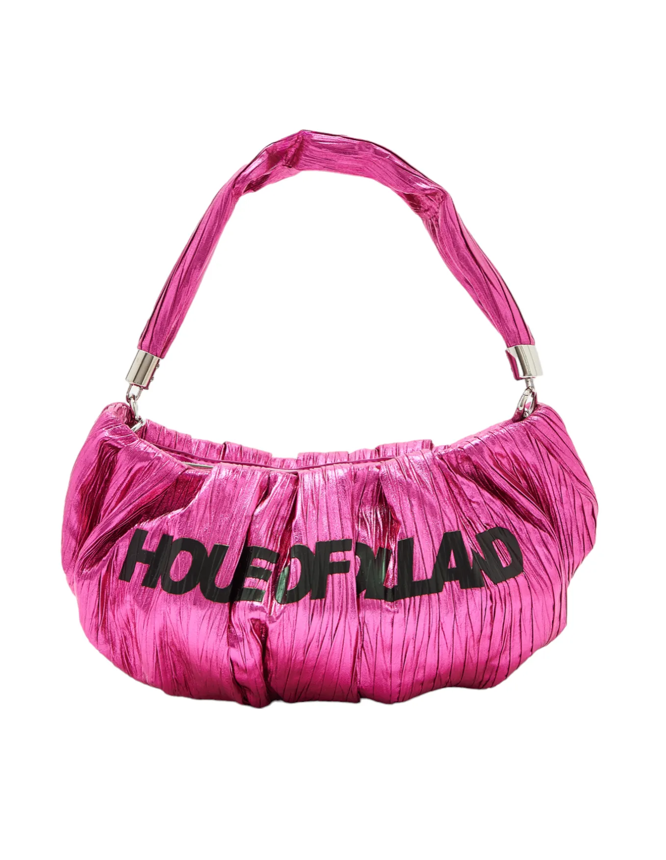 House Of Holland Crinkle Shoulder And Crossbody Bag Fuschia Pink